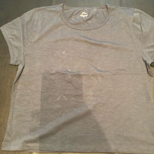 J. Crew short sleeve navy blue with a little bit of grey. The size: Extra large